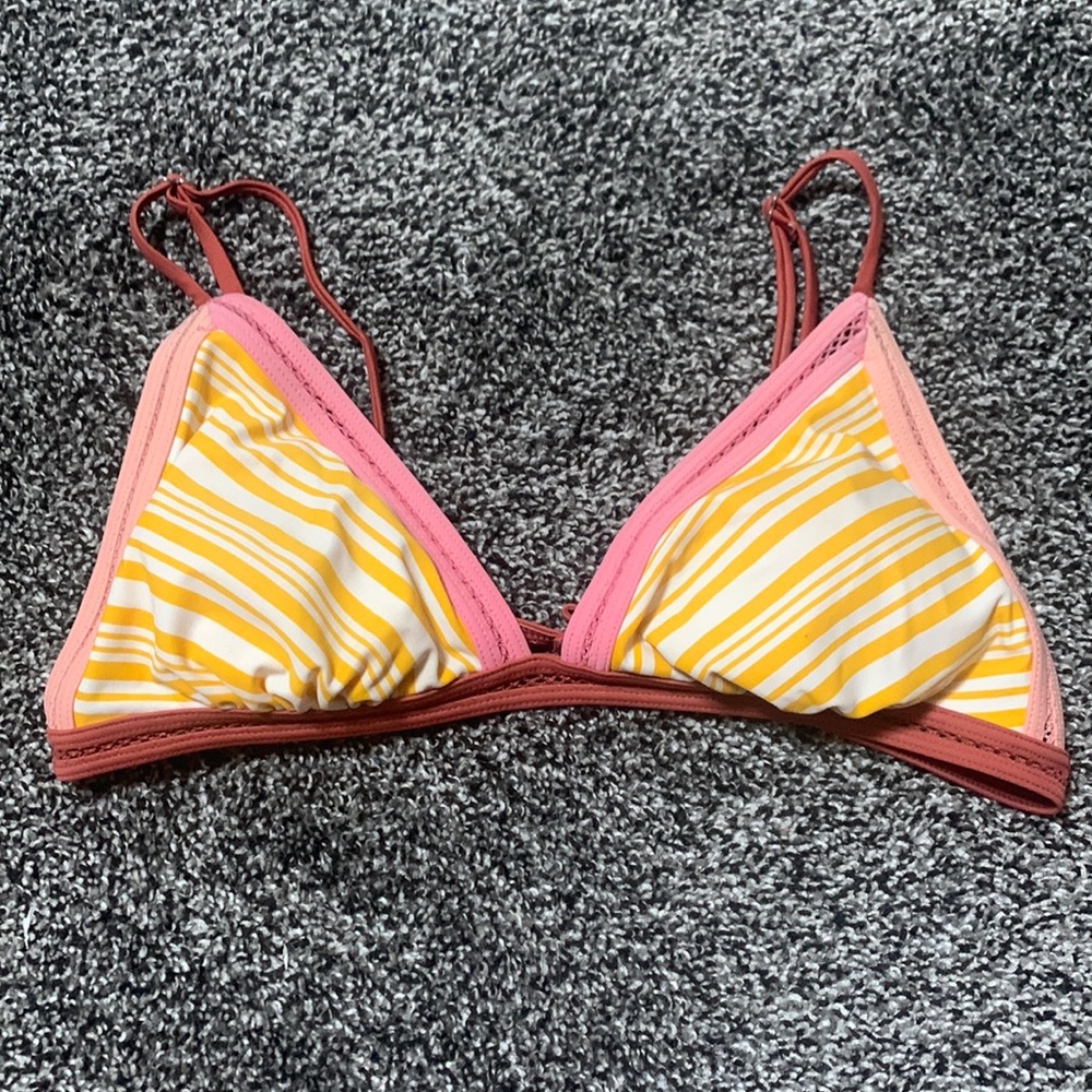 yellow and pink bikini top